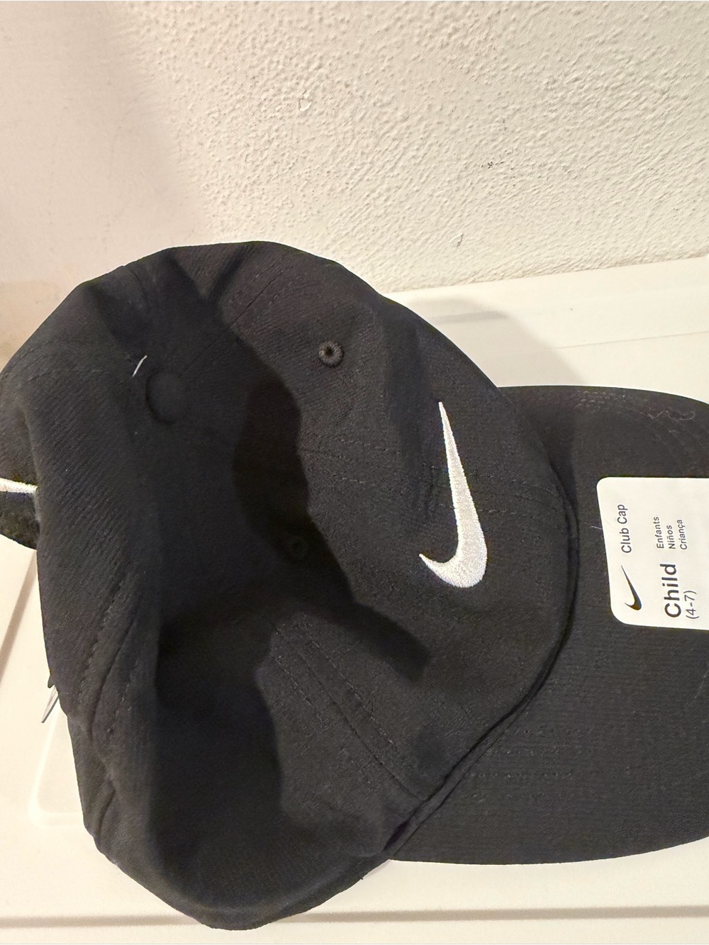 Nike Black and White Swoosh Kids Baseball Cap